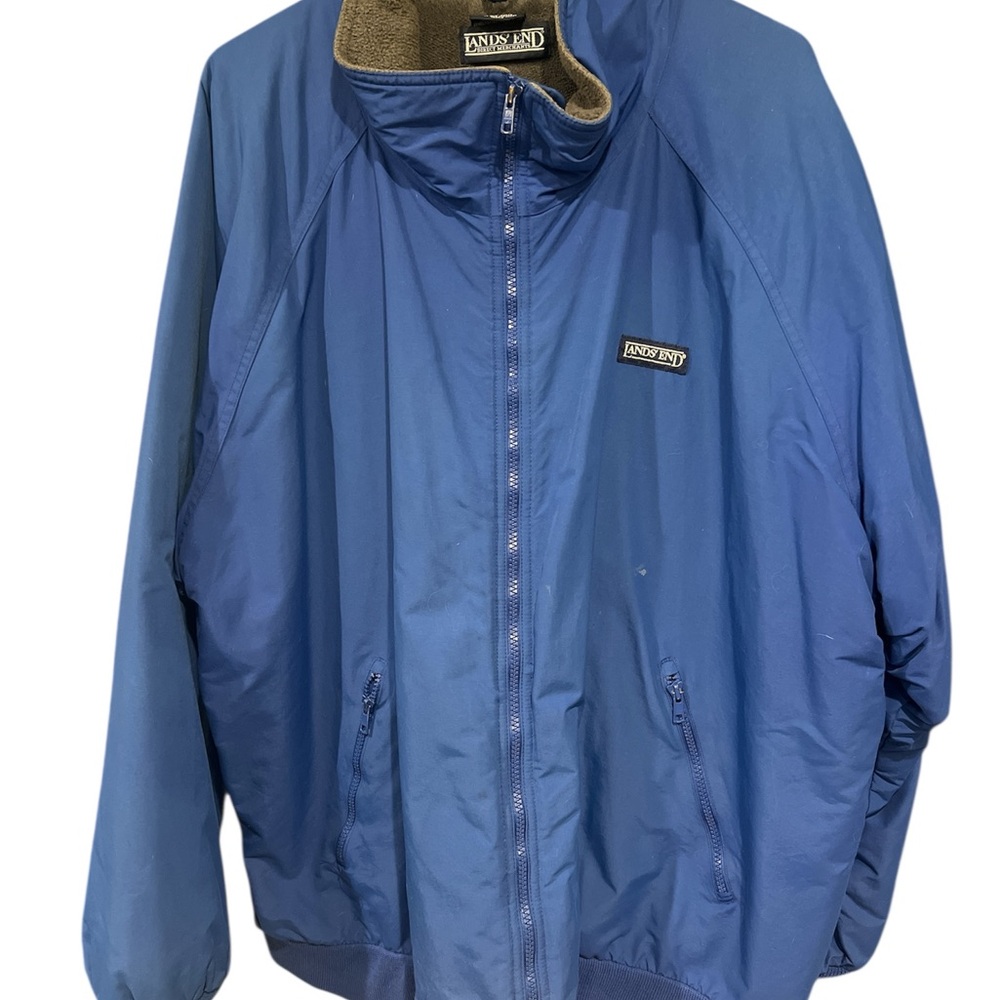 Lands' End Men's Classic Blue Windbreaker Aircore-200 Polartec